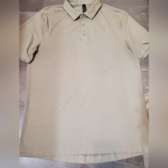 Lululemon Evolution Pique polo. Greyish beige. Tiny stripes. Size L. - Picture 1 of 8